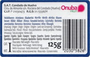 Étiquette barquette myrtilles d'Andalousie