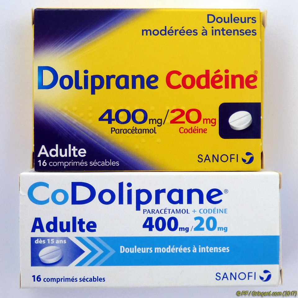 Boites : Doliprane Codéine (SANOFI) et CoDoliprane (SANOFI)