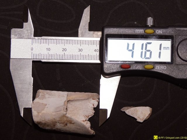 Mesure d'ossements Leclerc au pied à coulisse