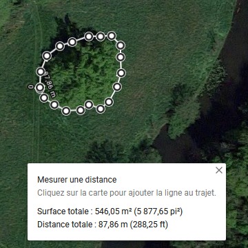 Mesure circonférence/surface via Google Maps/Earth