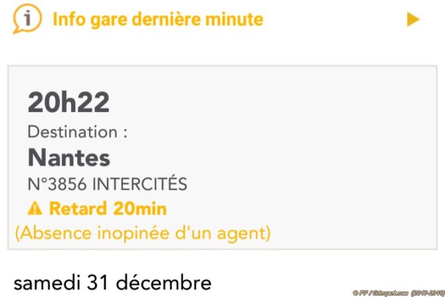 Excuse SNCF : "Absence inopinée d'un agent"