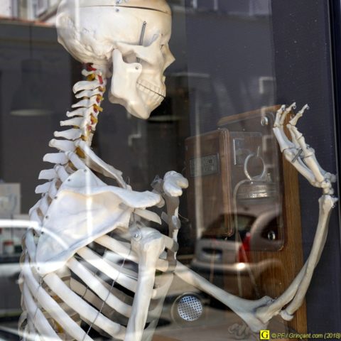 Squelette au téléphone (de 1910)