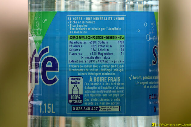 Étiquette composition Vichy St-Yorre (10/2019)