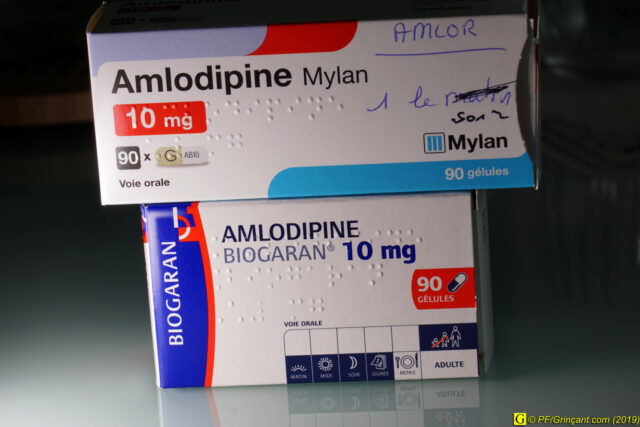 Boîte d'Amlodipine 10 mg MYLAN & BIOGARAN - 90 gélules