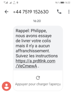 SMS du +44 7519 152630