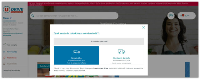 Drive Supermarché U... Aucun créneau !