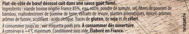 Plat-de-côte de bœuf désossé cuit dans une sauce goût fumé — Ingrédients