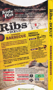 Tendre & Plus - Ribs de Bœuf marinade barbecue - Verso étui/emballage
