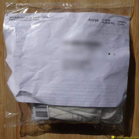 Pochette postale "masques lavables" du Ministère de la santé — 20200826