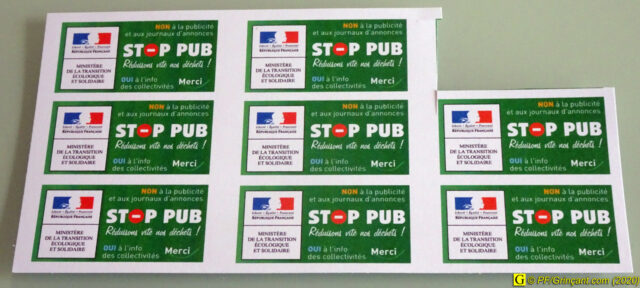 Étiquettes « Stop-Pub » imprimées maison