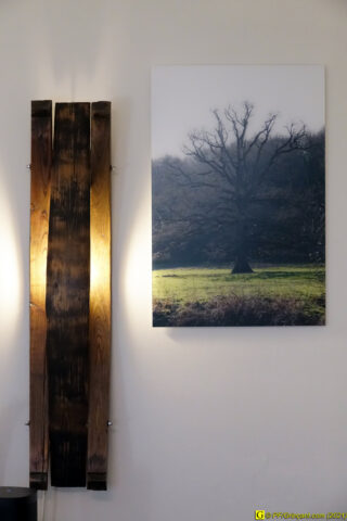 Tirage mat, lampe en douelles (bois de chêne)