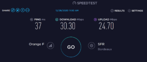 Mesure SpeedTest SIM Orange-Sosh