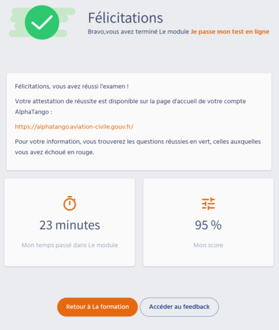 Réussite examen télépilote sur AlphaTango