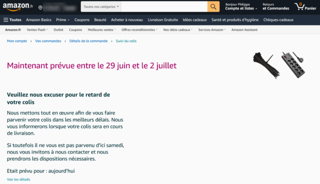 Amazon : "Veuillez nous excuser pour le retard de votre colis"