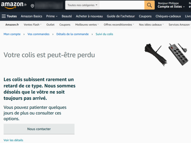 Amazon.fr, ce matin à 9h00 : « Votre colis est peut-être perdu »