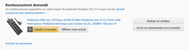 Amazon : « Remboursement demandé »