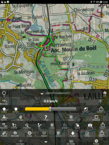 iPhiGéNie sur tablette Androïd, menu principal