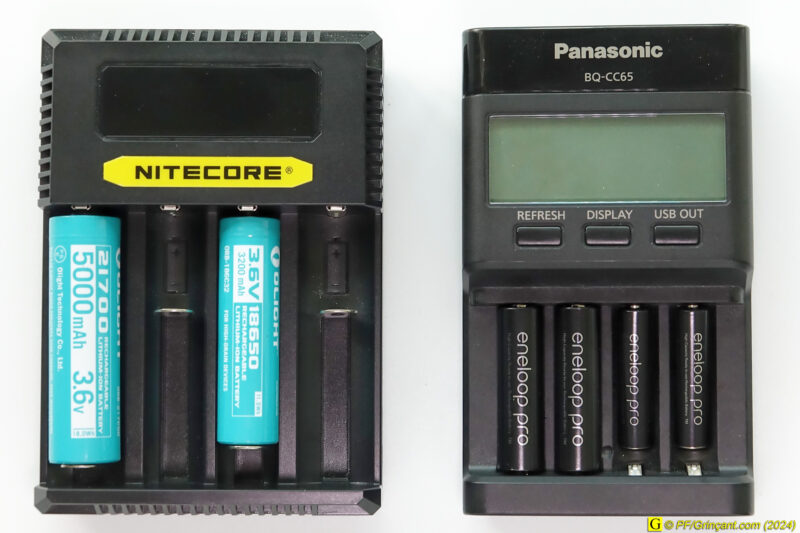 Chargeurs (Nitecore & Panasonic) batteries NiMH