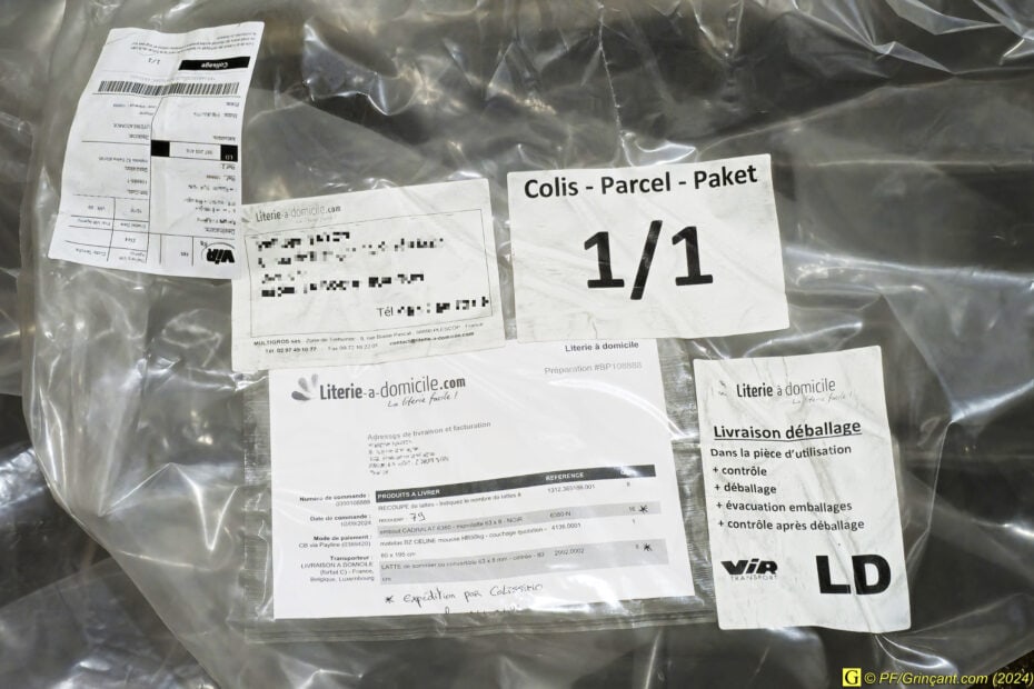Documents de livraison sur l'emballage du matelas