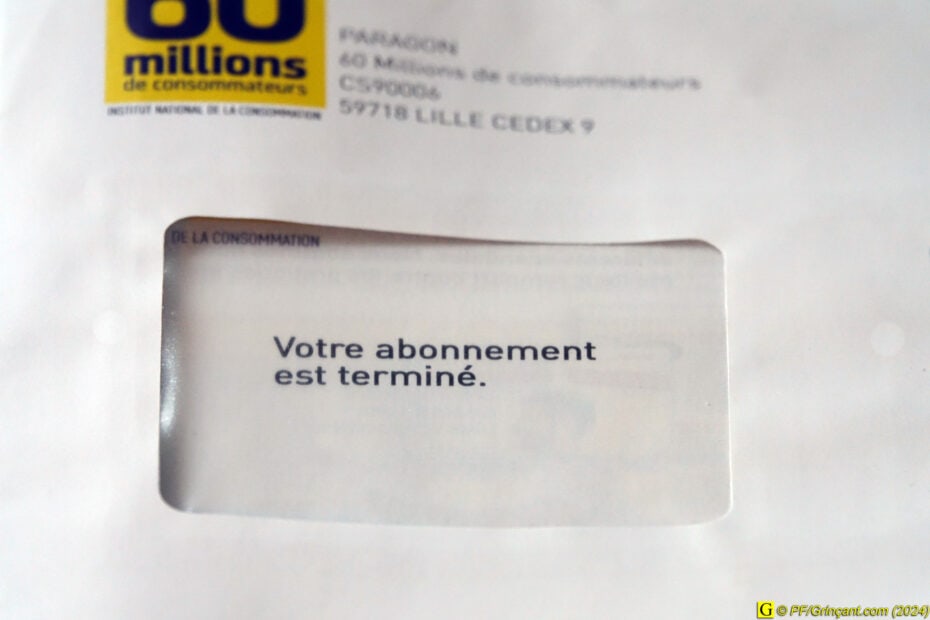 Lettre de 60 millions de consommateur : "Votre abonnement est terminé"