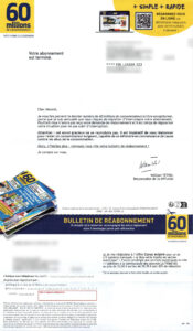 Lettre de 60 millions de consommateurs pour réabonnement