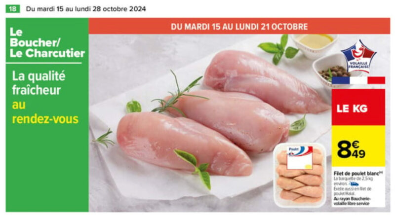Promo Carrefour, barquette filets de poulets