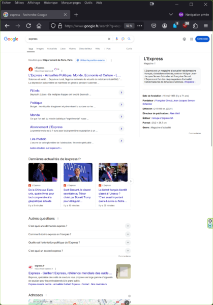 Résultats recherche Google du mot "express" (23/11/2024-11h30)