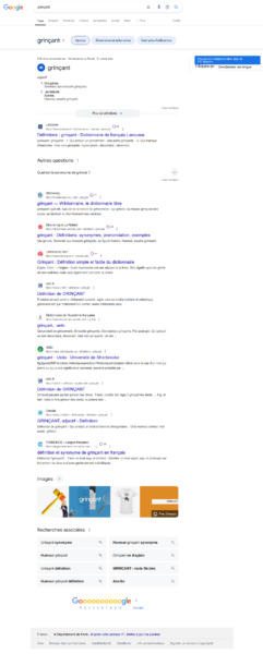 Résultat recherche "grinçant" sur Google (23/11/2024-11h30), page 1