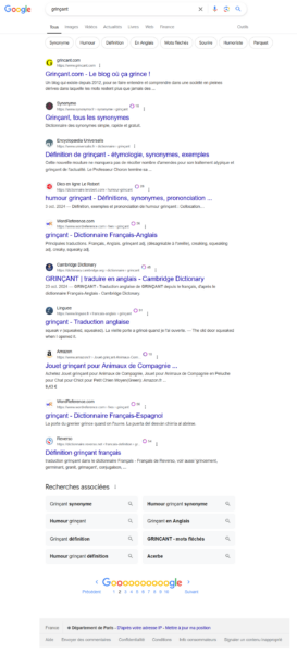 Résultat recherche "grinçant" sur Google (23/11/2024-11h30), page 2