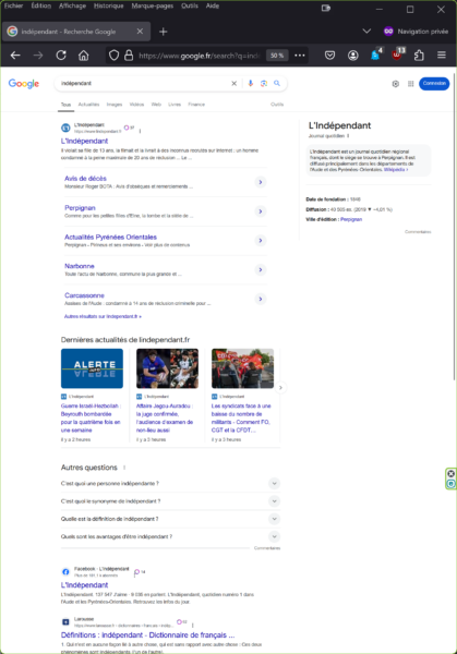 Résultats recherche Google du mot "indépendant" (23/11/2024-11h30)