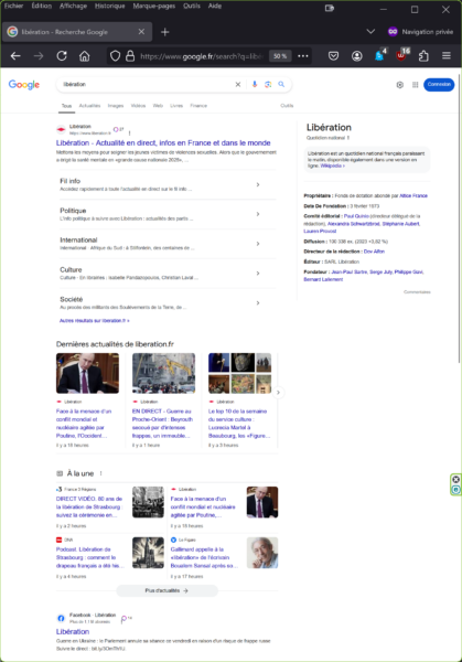 Résultats recherche Google du mot "libération" (23/11/2024-11h30)