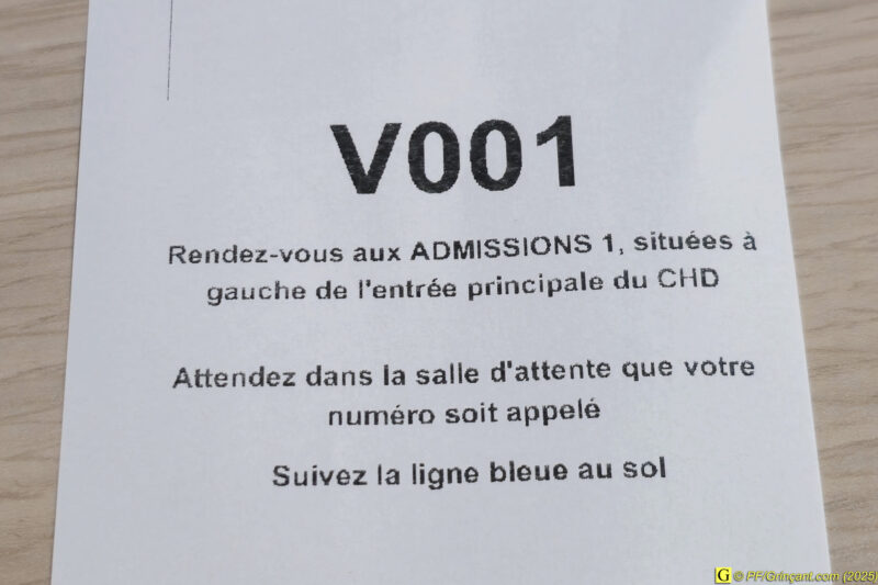 Ticket V001 des admissions Ticket V001 des admissions