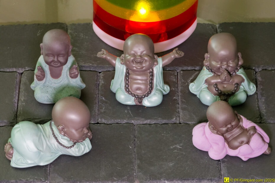 5 bouddhas rieurs