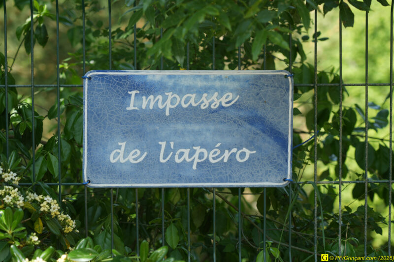 Panneau "Impasse de l'apéro"